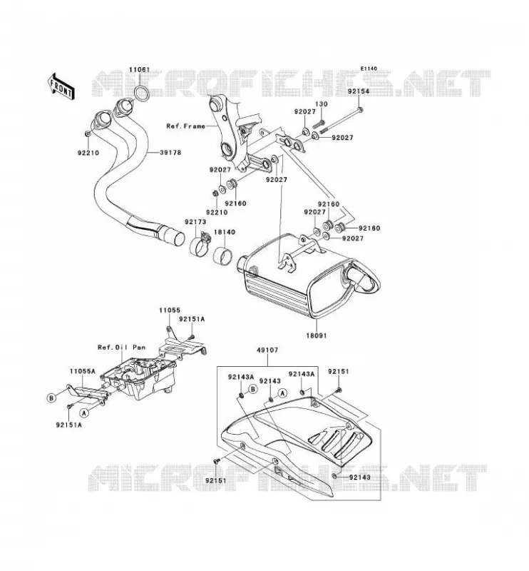 &Eacute;CHAPPEMENT Kawasaki MOTOS 650 2010 ER-6N ABS  ER650DAF
