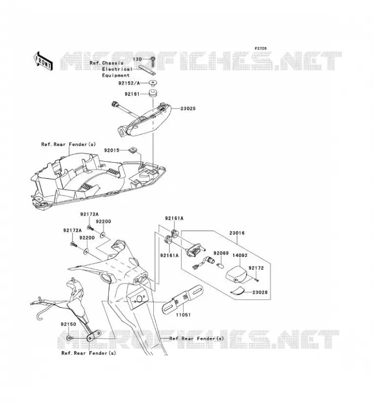 FEUX ARRI&Egrave;RE(S) Kawasaki MOTOS 650 2011 ER-6N ABS  ER650DBF