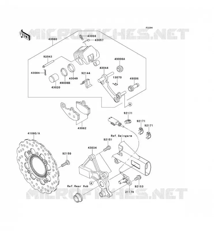 FREIN ARRIERE Kawasaki MOTOS 650 2011 ER-6N ABS  ER650DBF