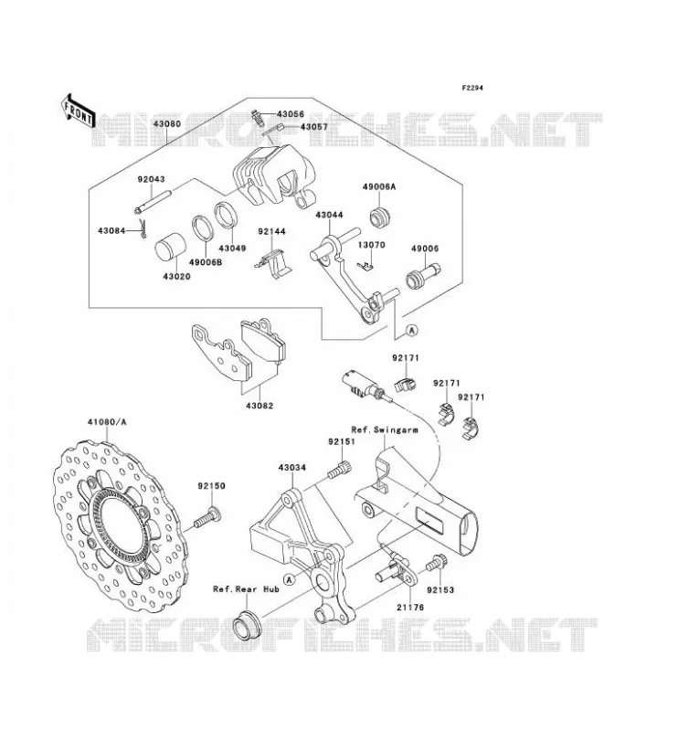 FREIN ARRIERE Kawasaki MOTOS 650 2011 ER-6N ABS  ER650DBF