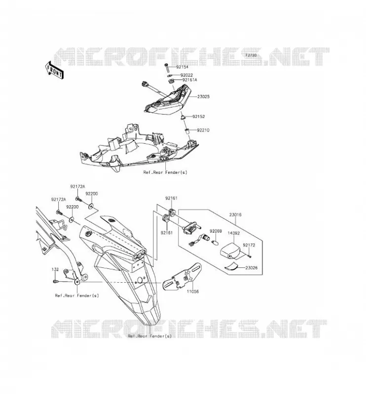 FEUX ARRI&Egrave;RE(S) Kawasaki MOTOS 650 2012 ER-6N  ER650ECF
