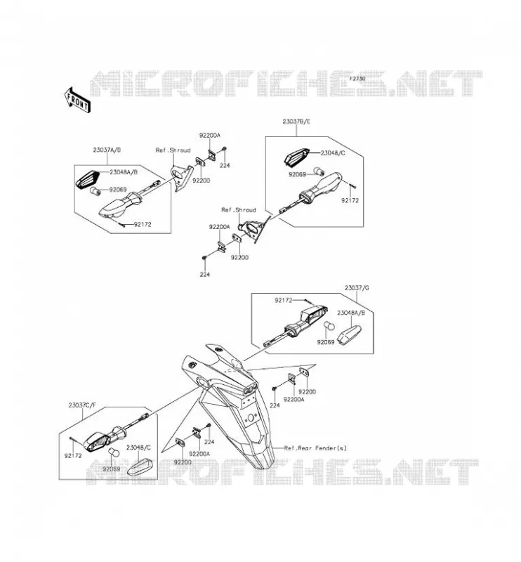 CLIGNOTANTS Kawasaki MOTOS 650 2012 ER-6N ABS  ER650FCF