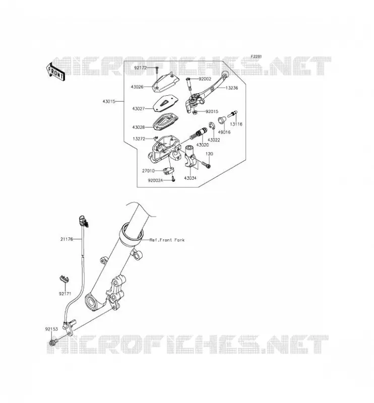 MAITRE CYLINDRE AV Kawasaki MOTOS 650 2013 ER-6N ABS  ER650FDS