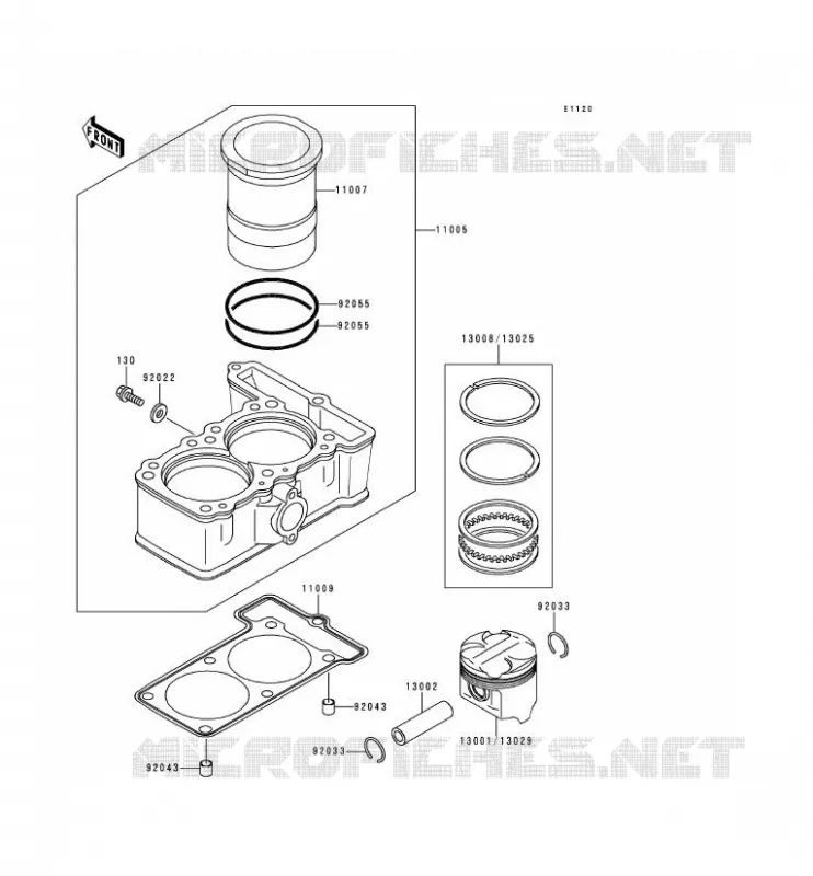 CYLINDRE/PISTON Kawasaki MOTOS 250 2000 NINJA 250R  EX250-F14