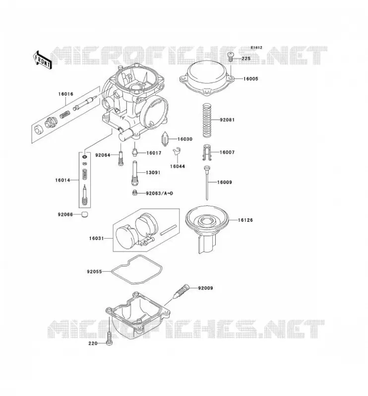 PI&Egrave;CES DE CARBURATEUR Kawasaki MOTOS 250 2002 NINJA 250R  EX250-F16