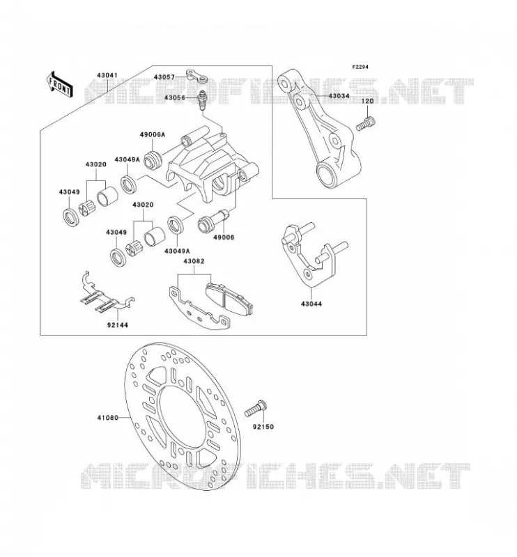 FREIN ARRIERE Kawasaki MOTOS 250 2003 NINJA 250R  EX250-F17