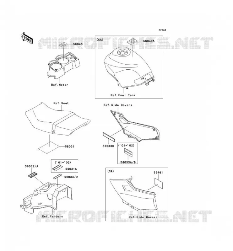 LABEL Kawasaki MOTOS 250 2003 NINJA 250R  EX250-F17