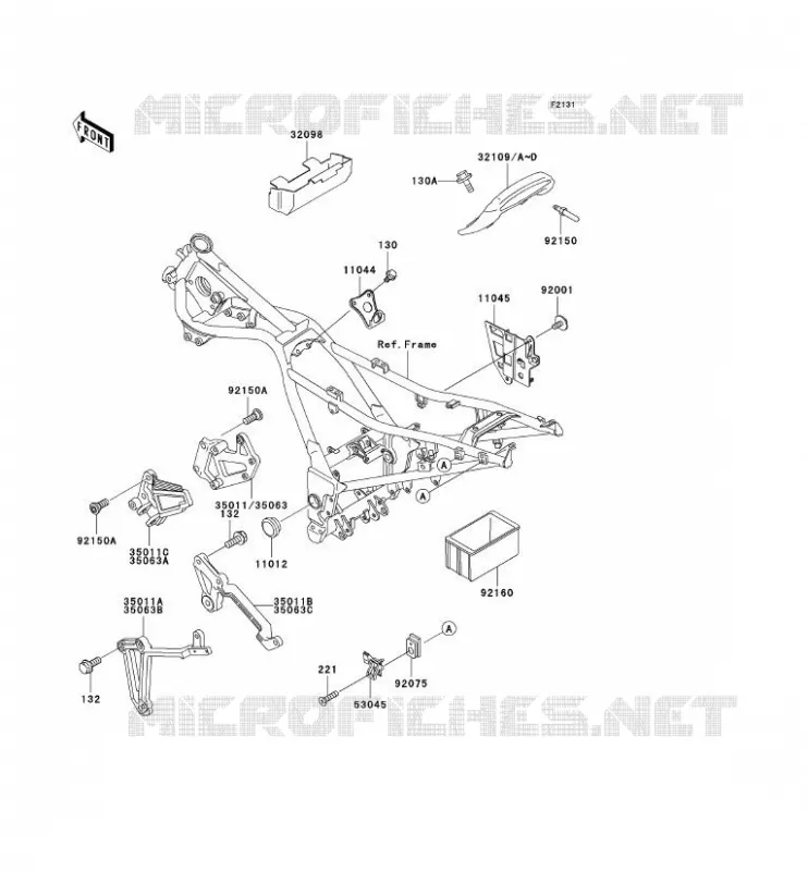 PIECE DE CADRE (COUVERTURE) Kawasaki MOTOS 250 2004 NINJA 250R  EX250-F18