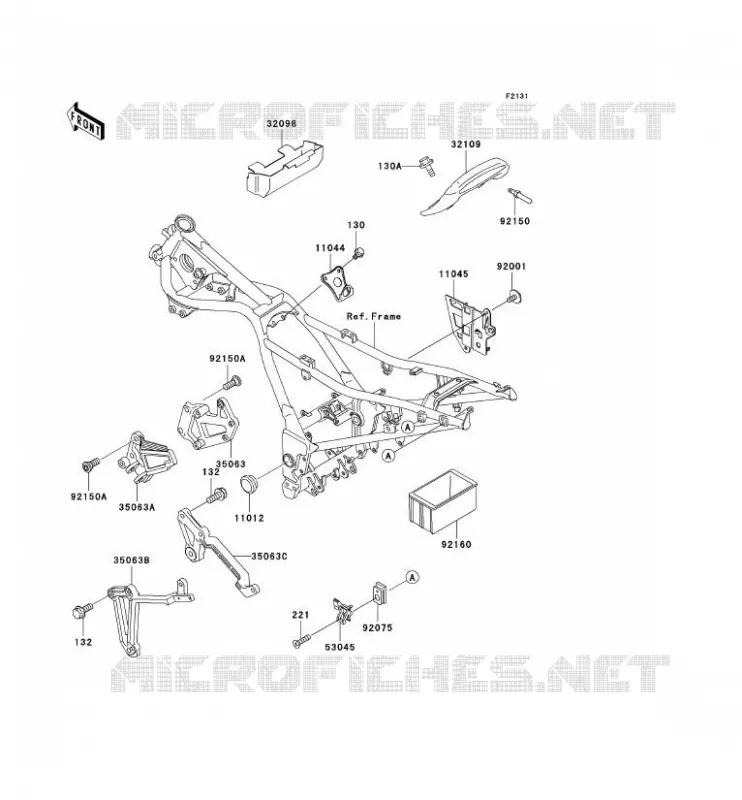 PIECE DE CADRE (COUVERTURE) Kawasaki MOTOS 250 2007 NINJA 250R  EX250F7F