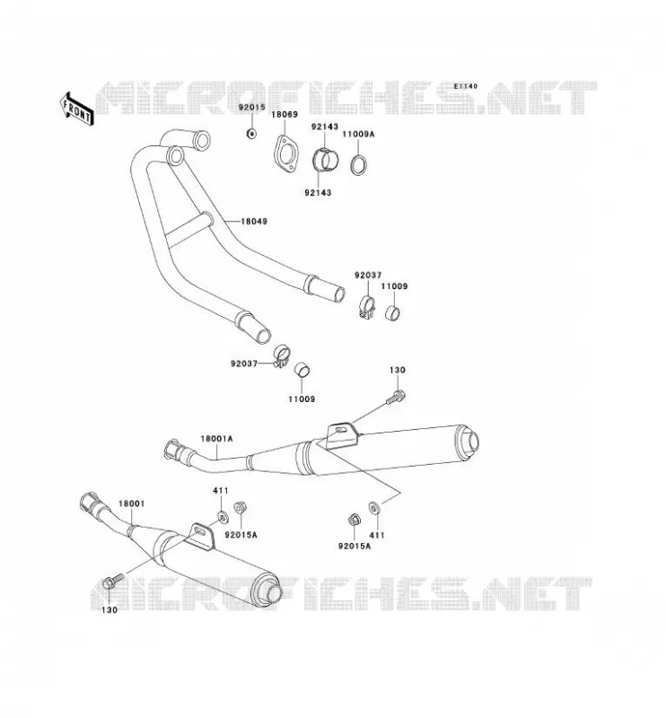 &Eacute;CHAPPEMENT Kawasaki MOTOS 250 2003 ZZR250  EX250-H14