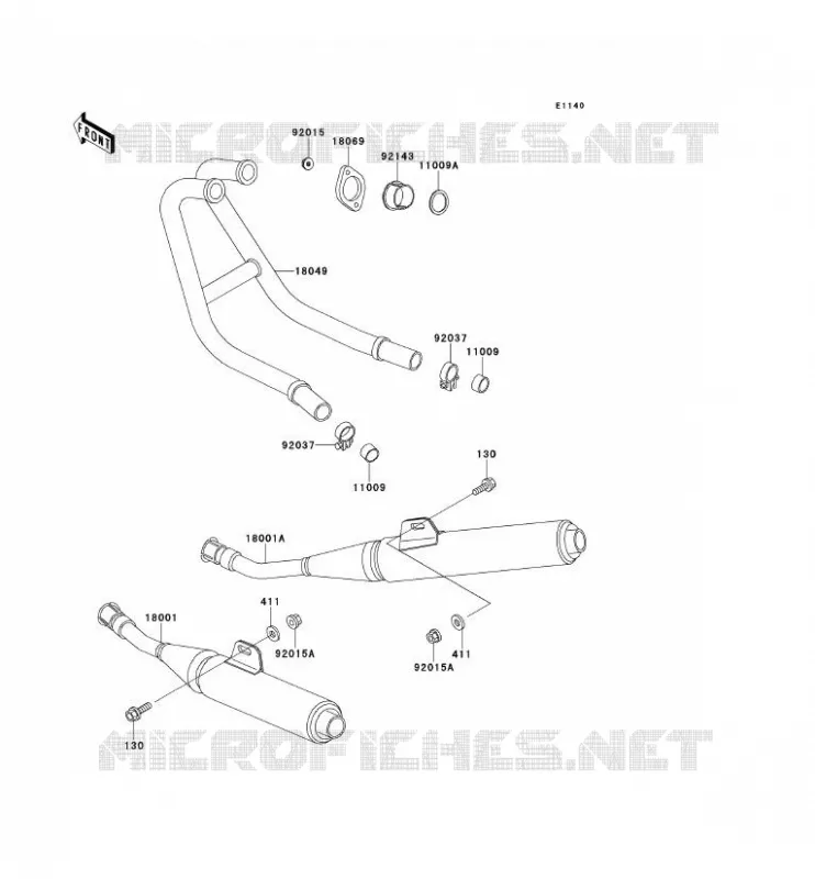 &Eacute;CHAPPEMENT Kawasaki MOTOS 250 1993 ZZR250  EX250-H4