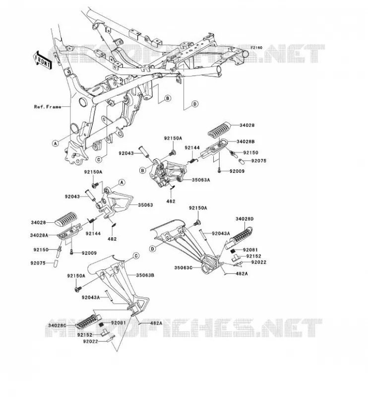 REPOSE PIED Kawasaki MOTOS 250 2008 NINJA 250R  EX250J8F