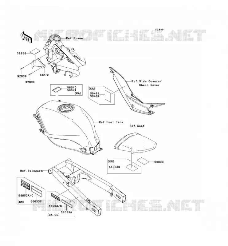 LABEL Kawasaki MOTOS 250 2010 NINJA 250R  EX250JAFA