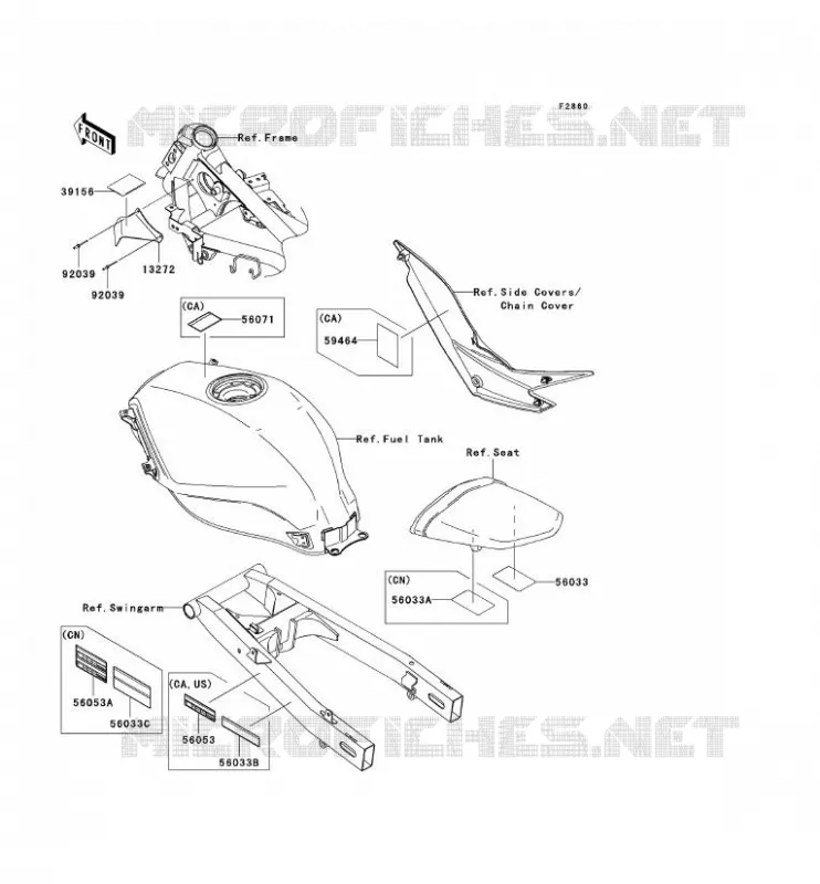 LABEL Kawasaki MOTOS 250 2012 NINJA 250R  EX250JCF