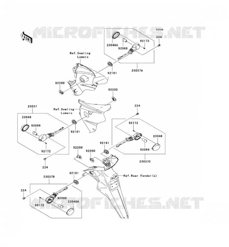 CLIGNOTANTS Kawasaki MOTOS 250 2012 NINJA 250R  EX250JCFA
