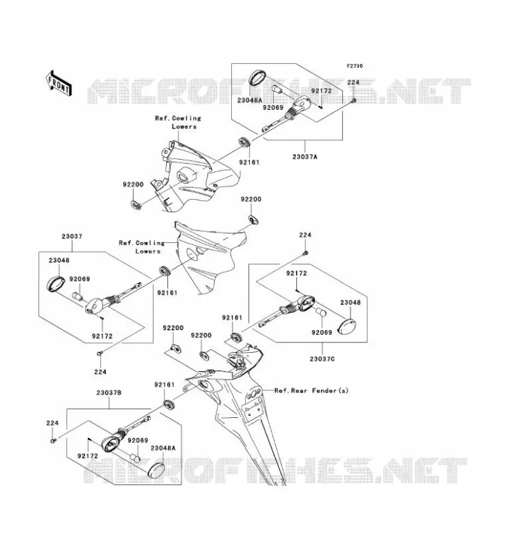 CLIGNOTANTS Kawasaki MOTOS 250 2012 NINJA 250R  EX250JCFA