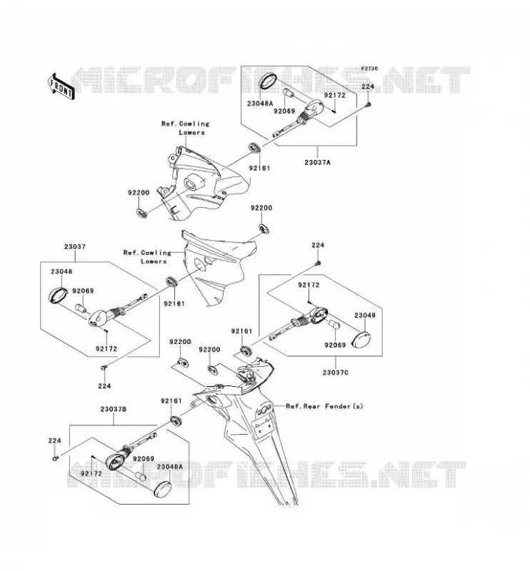 CLIGNOTANTS Kawasaki MOTOS 250 2009 NINJA 250R  EX250K9F