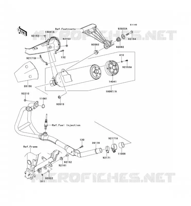 &Eacute;CHAPPEMENT Kawasaki MOTOS 250 2010 NINJA 250R  EX250KAF