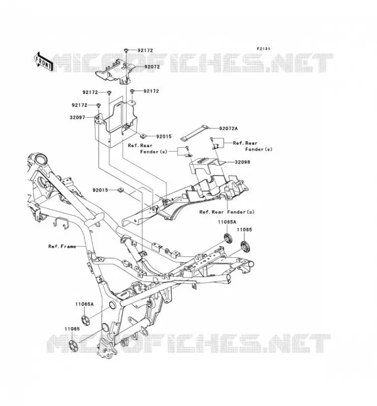 PIECE DE CADRE (COUVERTURE) Kawasaki MOTOS 250 2011 NINJA 250R  EX250KBF