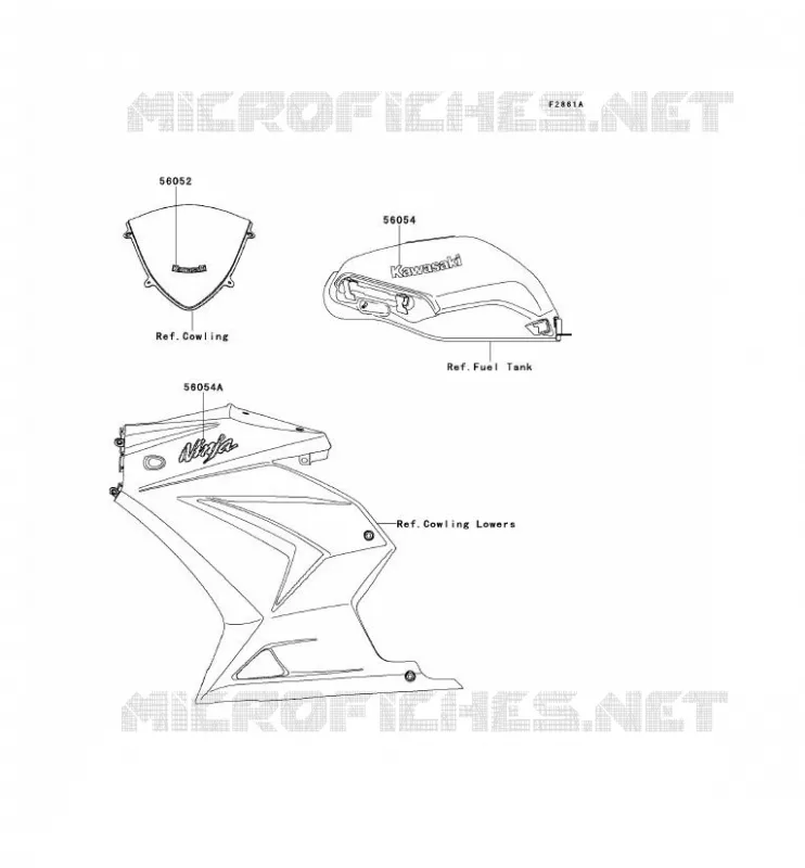 STICKER(WHITE)(GREEN) Kawasaki MOTOS 250 2011 NINJA 250R  EX250KBF