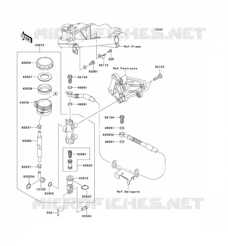 MAITRE CYLINDRE ARRI&Egrave;RE Kawasaki MOTOS 250 2011 NINJA 250R  EX250KBF