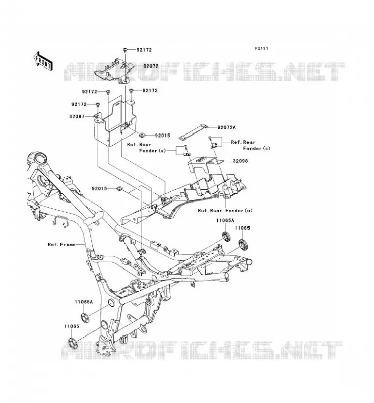 PIECE DE CADRE (COUVERTURE) Kawasaki MOTOS 250 2012 NINJA 250R  EX250KCF