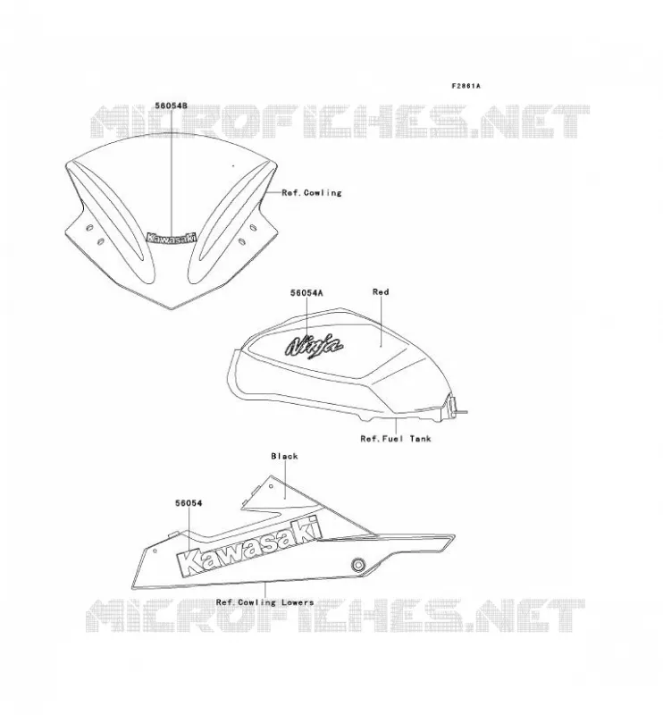 STICKER(RED) Kawasaki MOTOS 300 2013 NINJA 300  EX300ADF