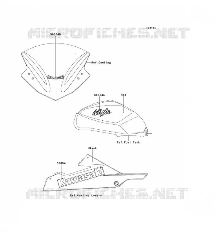 STICKER(RED) Kawasaki MOTOS 300 2013 NINJA 300  EX300ADF