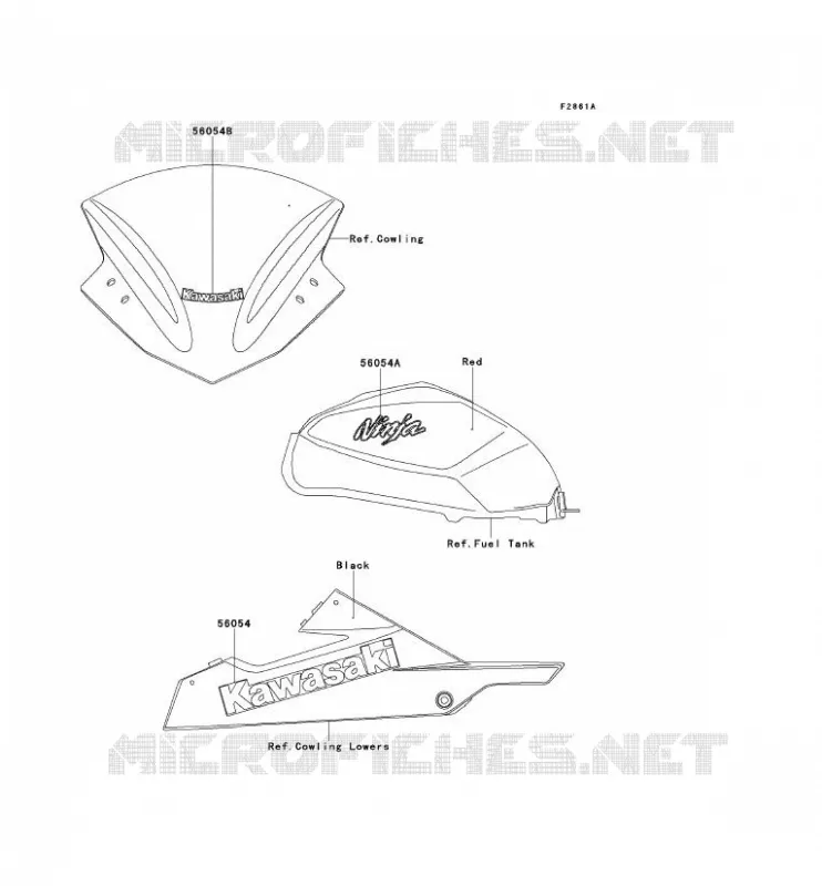 STICKER(RED) Kawasaki MOTOS 300 2013 NINJA 300  EX300ADF
