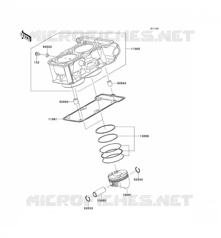 CYLINDRE/PISTON Kawasaki MOTOS 300 2014 NINJA 300  EX300AES