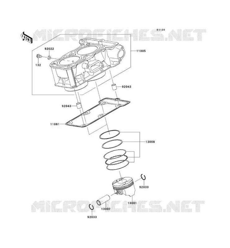 CYLINDRE/PISTON Kawasaki MOTOS 300 2014 NINJA 300  EX300AESA