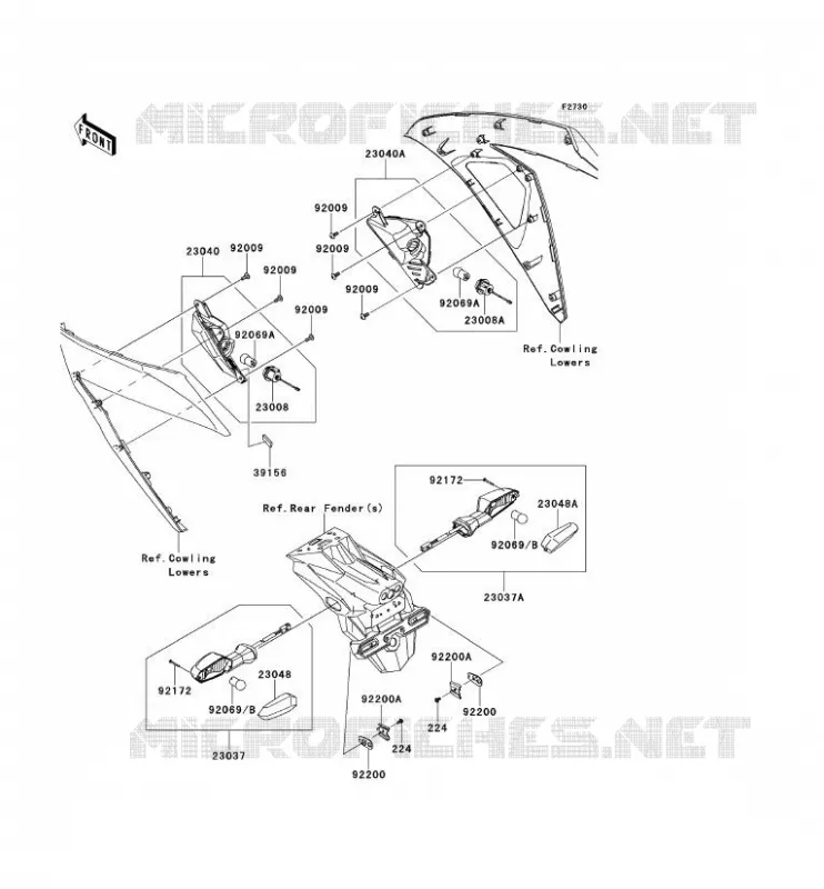 CLIGNOTANTS Kawasaki MOTOS 300 2014 NINJA 300 ABS  EX300BEF