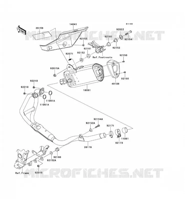 &Eacute;CHAPPEMENT Kawasaki MOTOS 300 2014 NINJA 300 ABS  EX300BEF