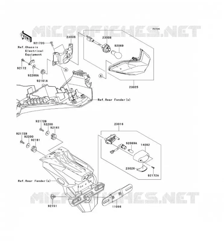FEUX ARRI&Egrave;RE(S) Kawasaki MOTOS 300 2014 NINJA 300 ABS  EX300BEF