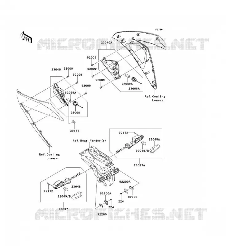 CLIGNOTANTS Kawasaki MOTOS 300 2014 NINJA 300 ABS  EX300BEF