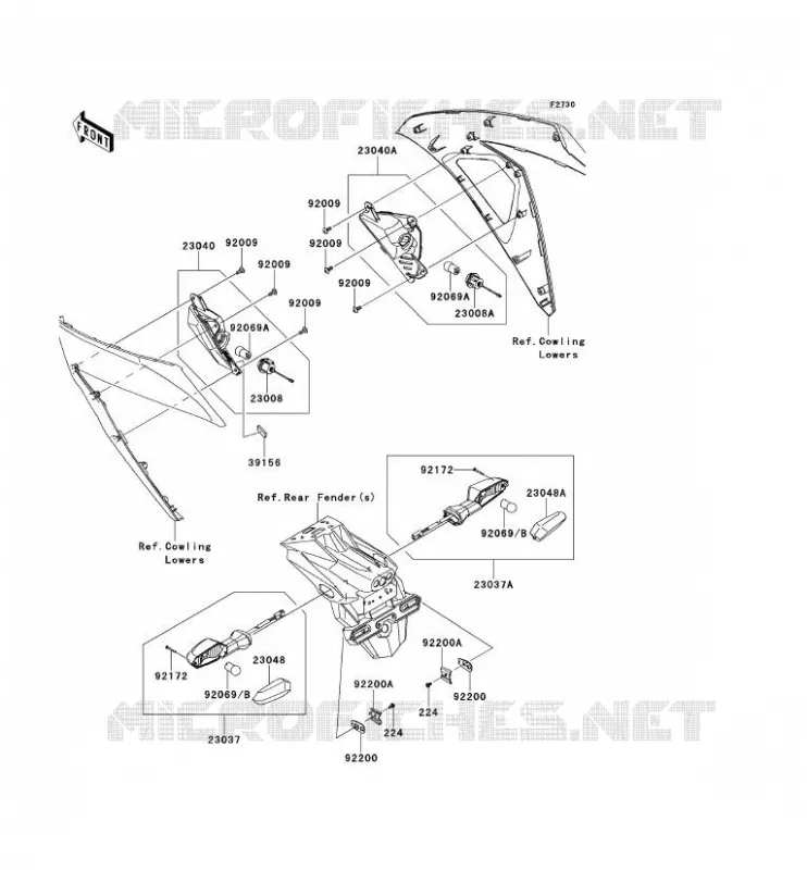 CLIGNOTANTS Kawasaki MOTOS 300 2014 NINJA 300 ABS  EX300BEFA