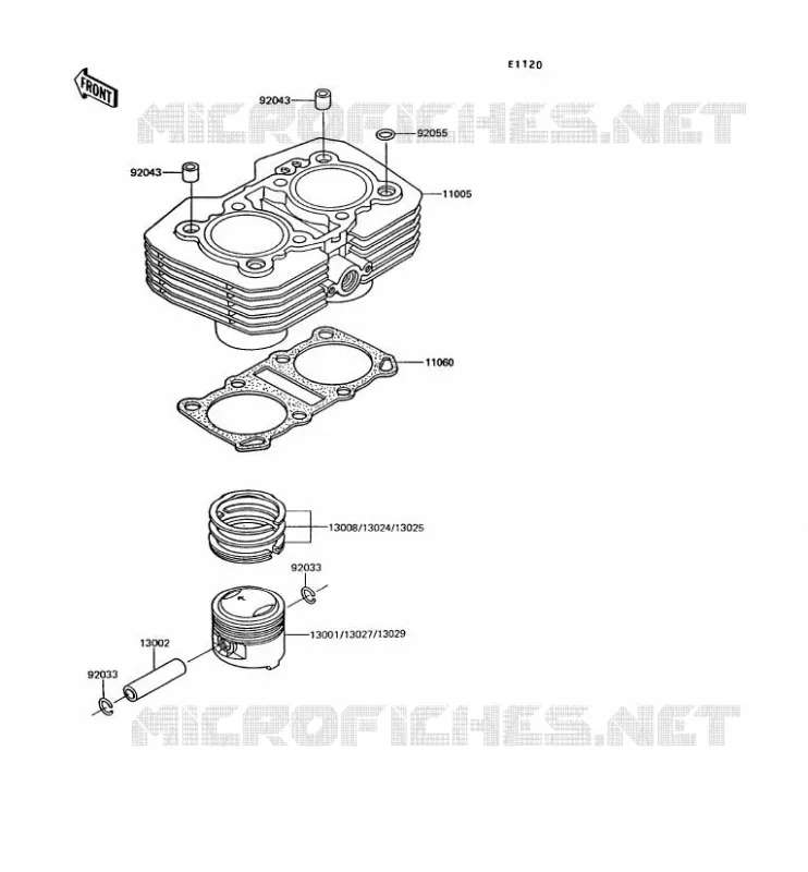 CYLINDRE/PISTON Kawasaki MOTOS 305 1994 GPZ305 BELT DRIVE  EX305-B10