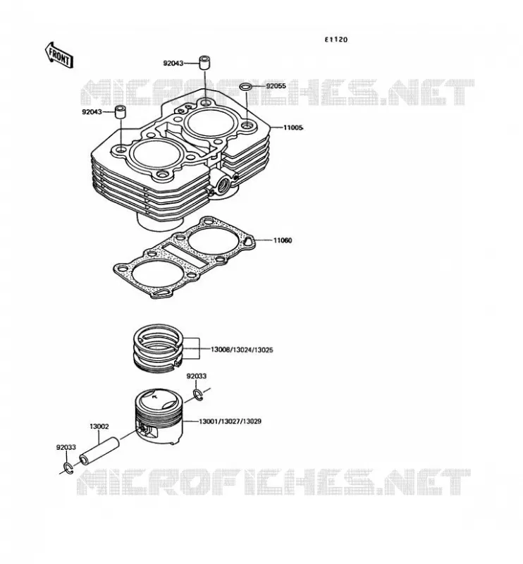 CYLINDRE/PISTON Kawasaki MOTOS 305 1991 GPZ305 BELT DRIVE  EX305-B8