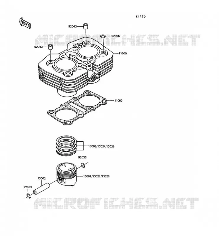 CYLINDRE/PISTON Kawasaki MOTOS 305 1993 GPZ305 BELT DRIVE  EX305-B9