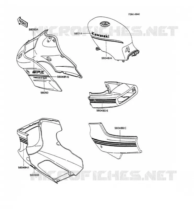 STICKER(WHITE/GRAY) Kawasaki MOTOS 500 1989 GPZ500S  EX500-A3