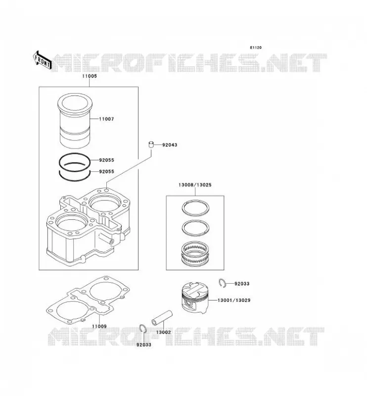 CYLINDRE/PISTON Kawasaki MOTOS 500 1993 GPZ500S  EX500-A7
