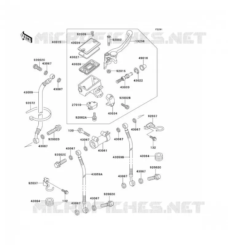 MAITRE CYLINDRE AV Kawasaki MOTOS 500 1992 GPZ500S  EX500-B5