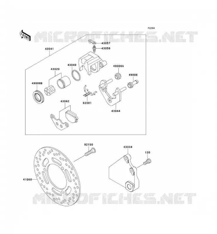 FREIN ARRIERE Kawasaki MOTOS 500 2003 GPZ500S  EX500-D10