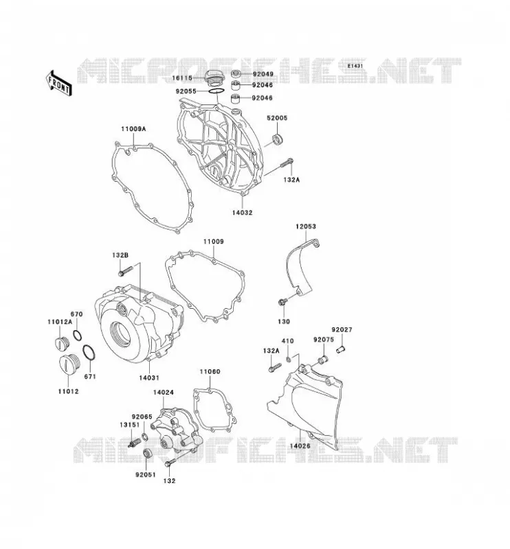 COUVERCLES MOTEUR Kawasaki MOTOS 500 2004 GPZ500S  EX500-D11