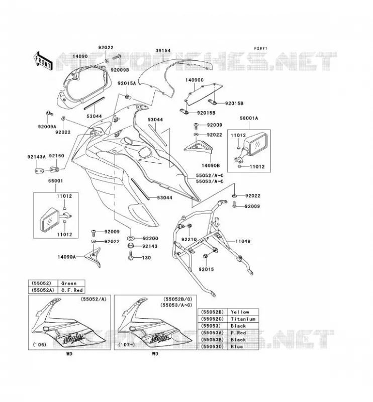 CARENAGE Kawasaki MOTOS 500 2006 GPZ500S  EX500D6F