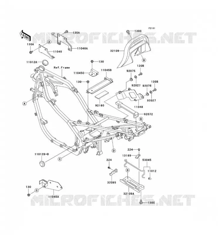PIECE DE CADRE (COUVERTURE) Kawasaki MOTOS 500 2006 GPZ500S  EX500D6F