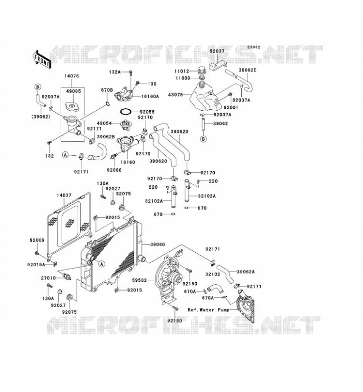 RADIATEUR Kawasaki MOTOS 500 2007 GPZ500S  EX500D7F
