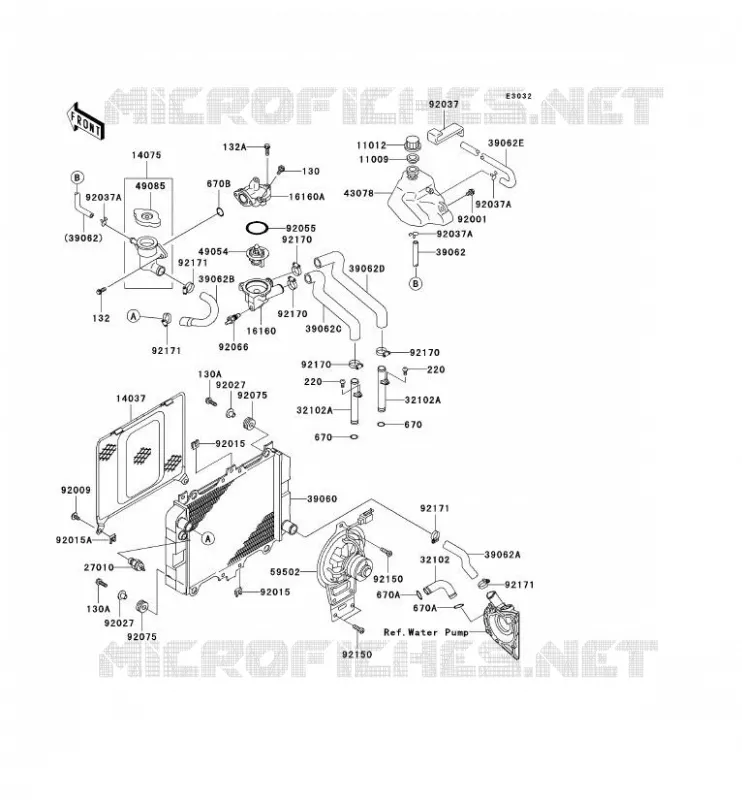 RADIATEUR Kawasaki MOTOS 500 2007 GPZ500S  EX500D7F