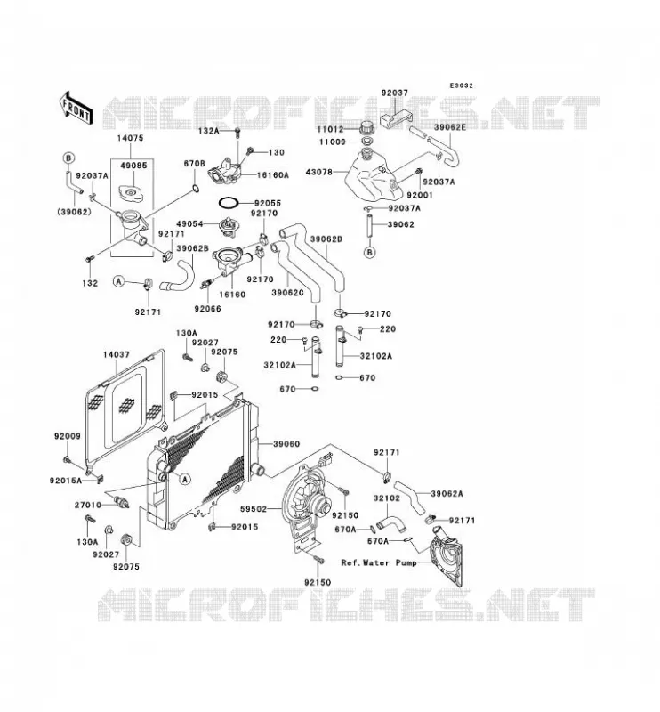 RADIATEUR Kawasaki MOTOS 500 2008 GPZ500S  EX500D8F