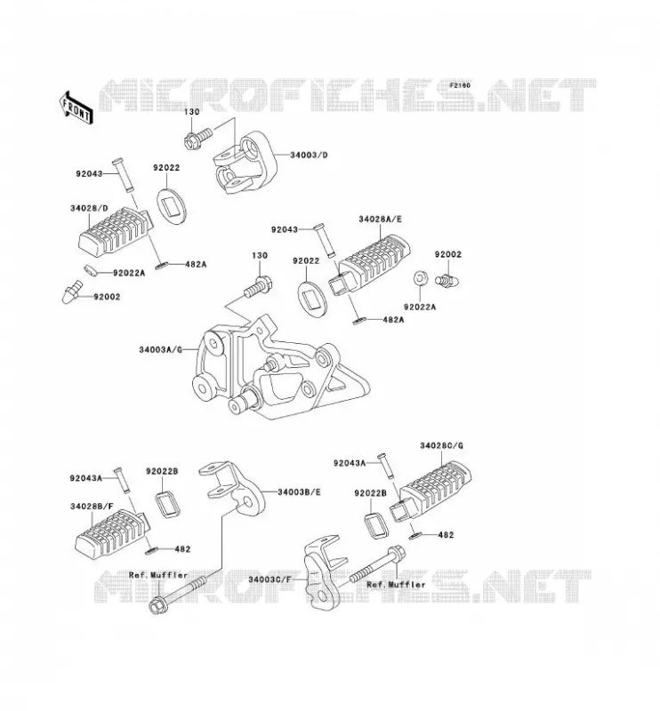 REPOSE PIED Kawasaki MOTOS 500 2008 GPZ500S  EX500D8F